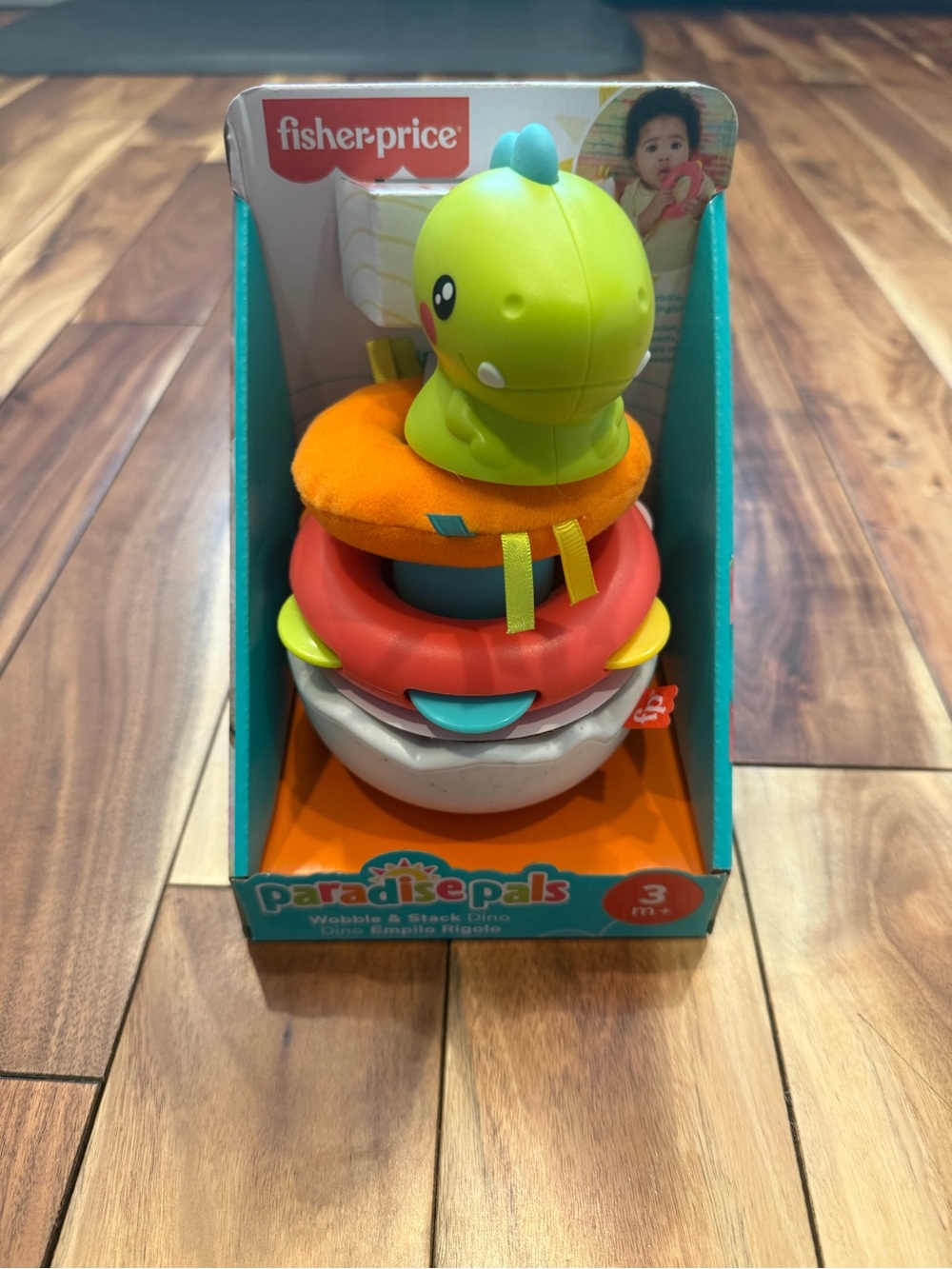 NEW Fisher-Price Green & Orange Dino Stackable Rings Toy